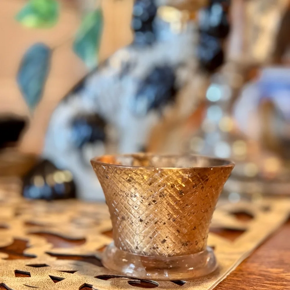 CREATIVE CO-OP Silver Mercury Glass Votive Candle Holder Home Decor Accents